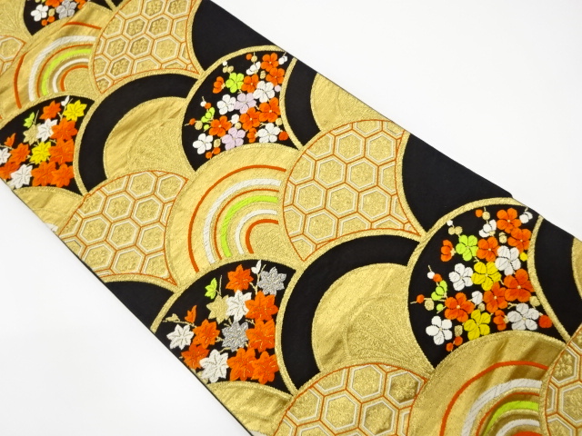 JAPANESE KIMONO / ANTIQUE FUKURO OBI / SILK / WOVEN SEIGAIHA